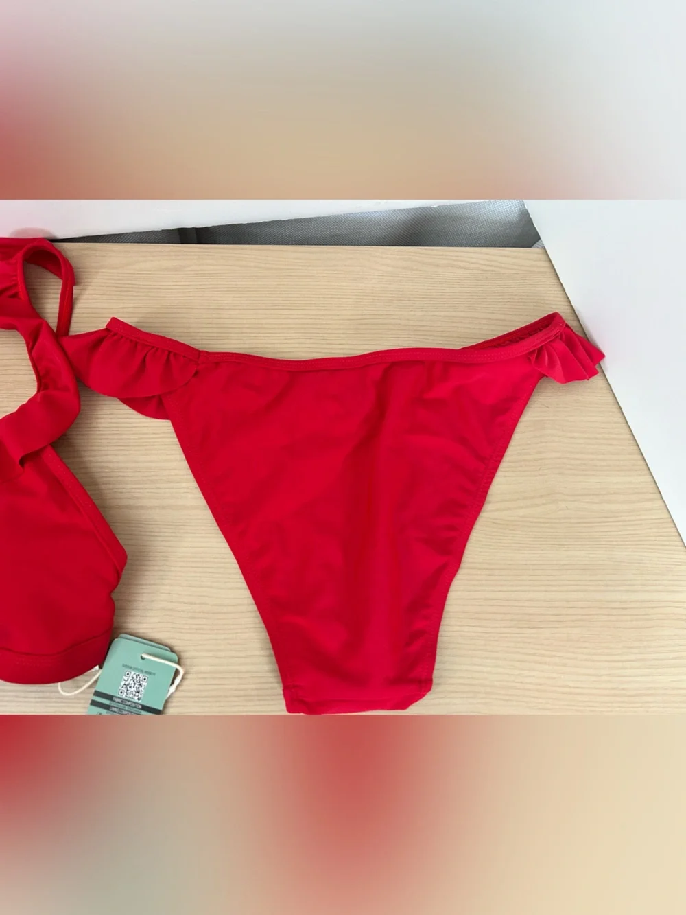 Red Ruffle V-Neck Bikini Set - Women Swim - Picture 6 of 9